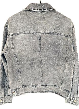 Серая джинсовая курточка dishe со стразами.5 фото