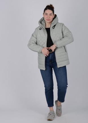 Демисезонная женская стеганая куртка на молнии, весна -осень5 фото