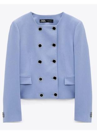 Вкорочений блакитний жакет,піджак zara з нових колекцій