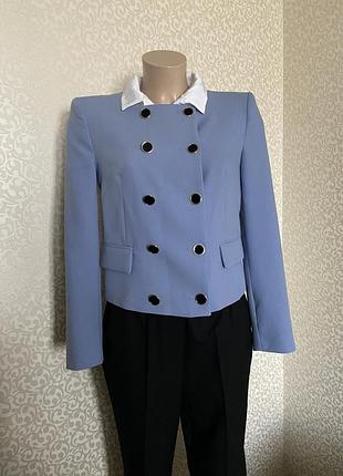 Вкорочений блакитний жакет,піджак zara з нових колекцій