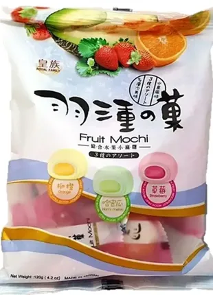 Десерт моти fruit mochi фруктовое ассорти апельсин, дыня, клубника