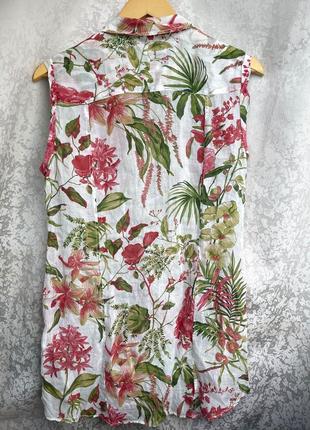 Сорочка туніка massimo dutti 100% рамі кропива як льон в квітковий принт блузка2 фото