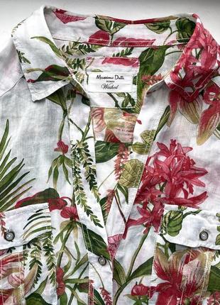 Сорочка туніка massimo dutti 100% рамі кропива як льон в квітковий принт блузка3 фото