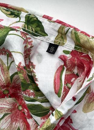 Сорочка туніка massimo dutti 100% рамі кропива як льон в квітковий принт блузка6 фото