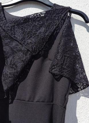 Милое чёрное платье с гипюровой накидкой tu5 фото