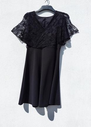 Милое чёрное платье с гипюровой накидкой tu1 фото