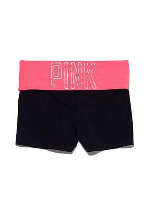 Спортивные шорты pink yoga victoria's secret с розовым поясом