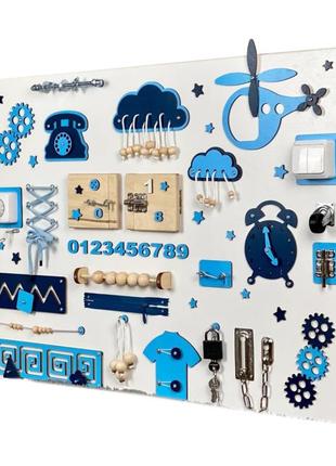 Розвиваюча іграшка бізіборд за методикою монтессорі tg270035370, 80х60 см, синій4 фото