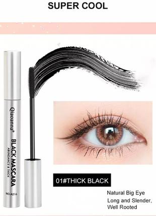 Водостойкая тушь для ресниц qiaoanna black mascara черная 8g3 фото