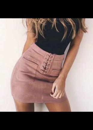 Спідниця замша на шнурівці