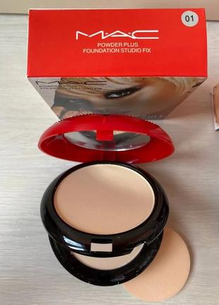 Пудра mac powder plus foundation studio fix 2в1 (тон №1,3)6 фото