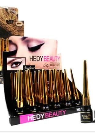 Черная водостойкая жидкая подводка для глаз hedy beauty waterproof eyeliner