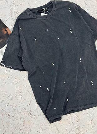 Футболка чорна графіт з камінням котон туреччина3 фото