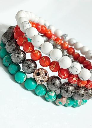 Браслет, натуральный камень: варисцит, кахолонг, ювелирный сплав, покрытие родий, элиткласса.