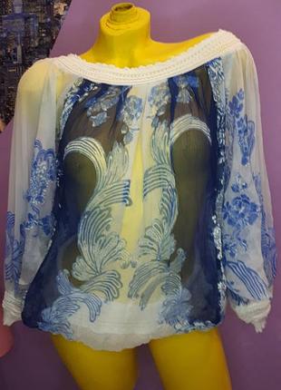 Шовкова прозора блуза блузка з дивовижною спиною roberto cavalli оригінал