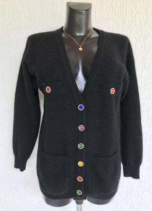 Фирменный стильный винтажный натуральный джемпер кардиган из шерсти3 фото