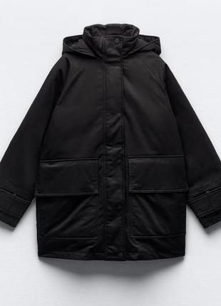 Zara zw collection куртка парка комбінована  p.s,m i i8 фото