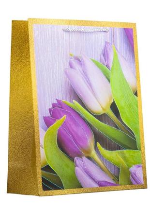 Подарунковий пакет "тюльпани", 26*32 см (9069-015)2 фото