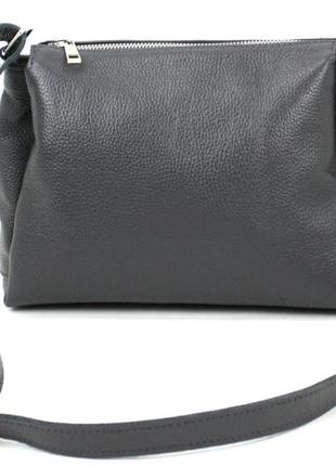 Женская кожаная сумка borsacomoda темно серая2 фото