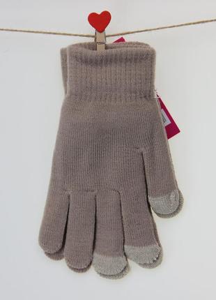 Перчатки женские с сенсорными пальцами шерстяные размер s-м осень-зима бежевый3 фото