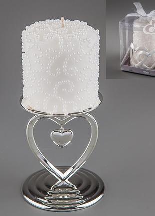 Весільна свічка (10 см) (колір кремовий, білий) (014q)1 фото