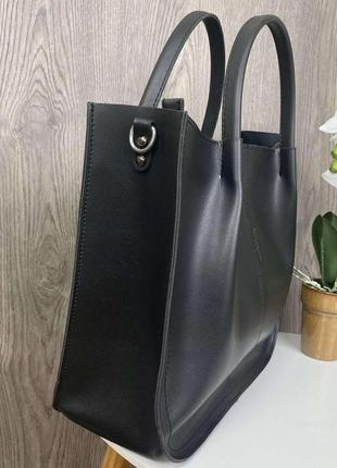 Качественная классическая женская сумка зара черная, большая женская сумочка эко кожа турция8 фото