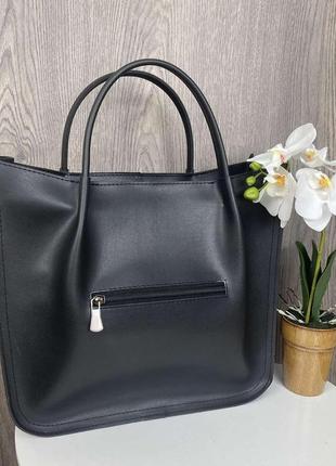 Качественная классическая женская сумка зара черная, большая женская сумочка эко кожа турция5 фото