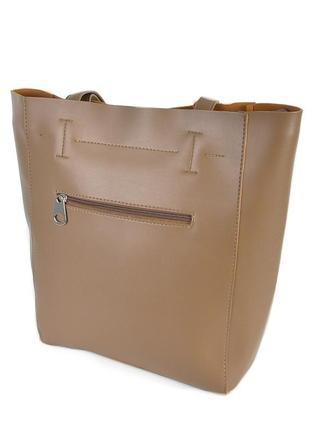 Мокко - фабричная сумка-шоппер с простым кроем и минимальной отделкой (луцк, 518)3 фото