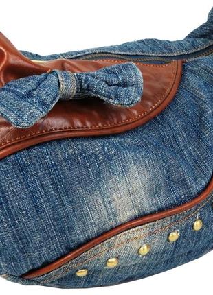 Женская джинсовая сумка fashion jeans bag синяя6 фото