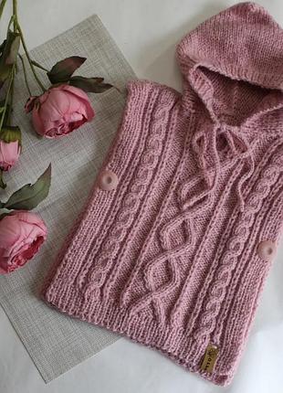 Пончо на дівчинку 12-18 міс. (ручна робота)