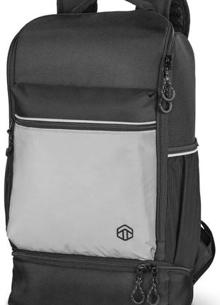 Діловий рюкзак зі світловідбивними вставками 17l topmove чорний із сірим2 фото