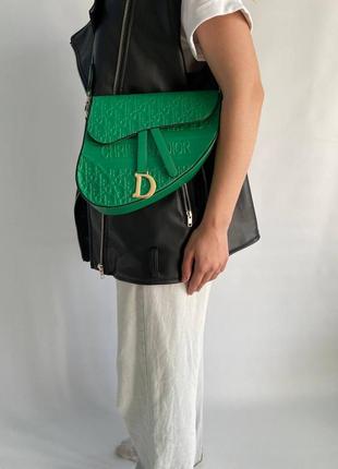 Жіноча сумка з двома ремінцями в яскравому кольорі,якісна сумочка з еко шкіри стильна dior mono green7 фото