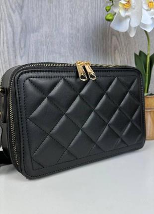 Якісна жіноча міні сумочка клатч ysl чорна екошкіра, стильна сумка на плече4 фото