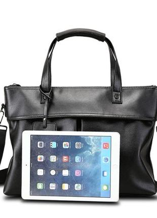 Качественная мужская деловая сумка для документов формат а4, офисная сумка-портфель черная, деловой портфель4 фото