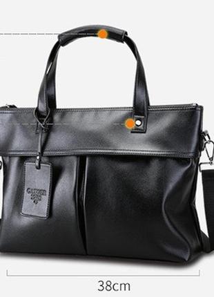 Качественная мужская деловая сумка для документов формат а4, офисная сумка-портфель черная, деловой портфель2 фото