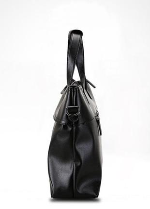 Качественная мужская деловая сумка для документов формат а4, офисная сумка-портфель черная, деловой портфель3 фото