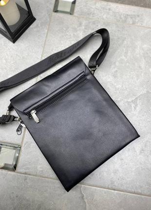 Черная мужская сумка на 2 отделения, по акции, 16х20 см (1704-1)10 фото
