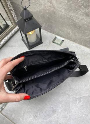 Черная мужская сумка на 2 отделения, по акции, 16х20 см (1704-1)6 фото