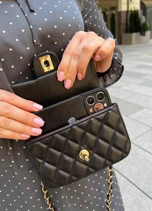 Жіноча сумка chanel mini молодіжна сумка шанель міні через плече з м'якої екошкіри витончена брендова сумочка8 фото