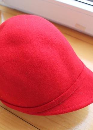 Шерстяная шляпа красная капелюх  zara classic cloche women wool felt hat red 56 см3 фото