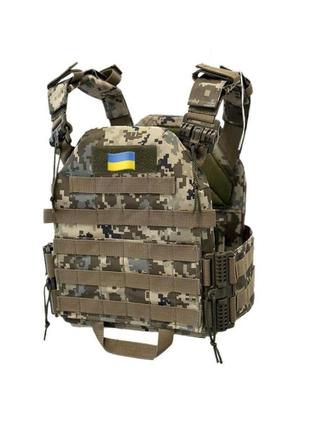 Плитоноска швидкого скидання з боковими карманами cordura 1000d піксель