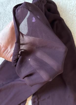 Штани шифонові баклажанові палаццо штани широкі напівпрозорі5 фото