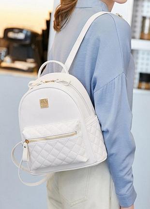 Женский стеганный городской рюкзак, прогулочный рюкзачок качественный5 фото