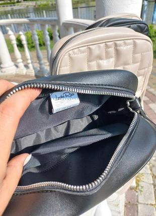 Черная - стильная качественная стеганная кросс-боди сумочка на молнии (луцк, 742)6 фото