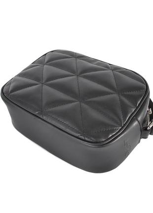 Черная - стильная качественная стеганная кросс-боди сумочка на молнии (луцк, 742)9 фото