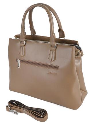Мокко — велика каркасна якісна сумка в стилі "tote bag", відділення на блискавці (луцк, 723)3 фото