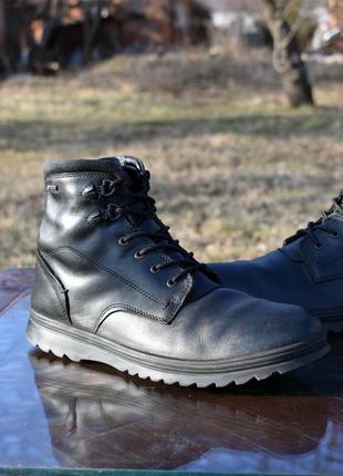 Ecco оригинал мужские ботинки кожаные черные демисезон размер 46
