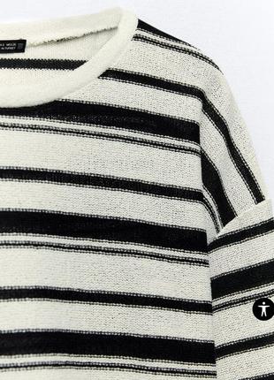 Zara вязанный весенний джемпер кофта светр полосатый свитер в стиле рустик смугастий светр от zara р.s - m5 фото