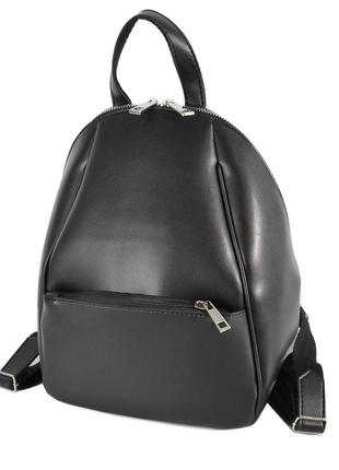 Черный - качественный фабричный заокругленный рюкзак с металлической фурнитурой (луцк, 782)