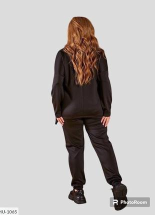Костюм жіночий шкіряний стильний ефектний туніка вільна та штани з еко шкіри великих розмірів 50-642 фото